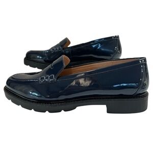 Rockport Kacey Penny 2 Loafers Womens size 10 Patent Navy Blue Chunky Lug Sole